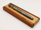 Damascus Steel Ballpoint Pen with Brass Accents - Hand-Forged - Gift Boxed