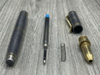Damascus Steel Ballpoint Pen with Brass Accents - Hand-Forged - Gift Boxed